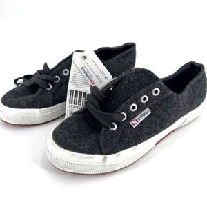 NWT Superga Unisex Wool Blend Lace Up Low Top Sneaker Shoes Charcoal Gray Size 6